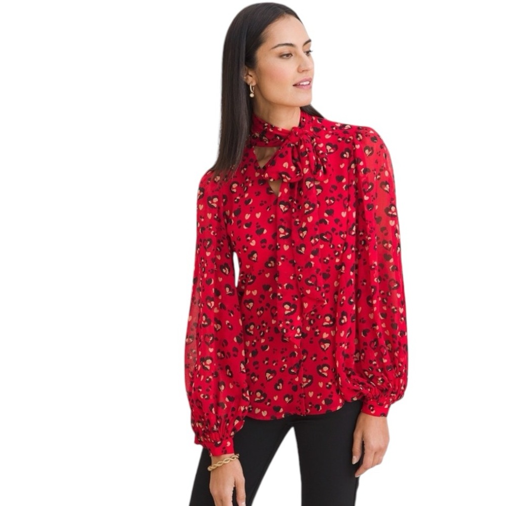 Chico’s Printed Bow Blouse
